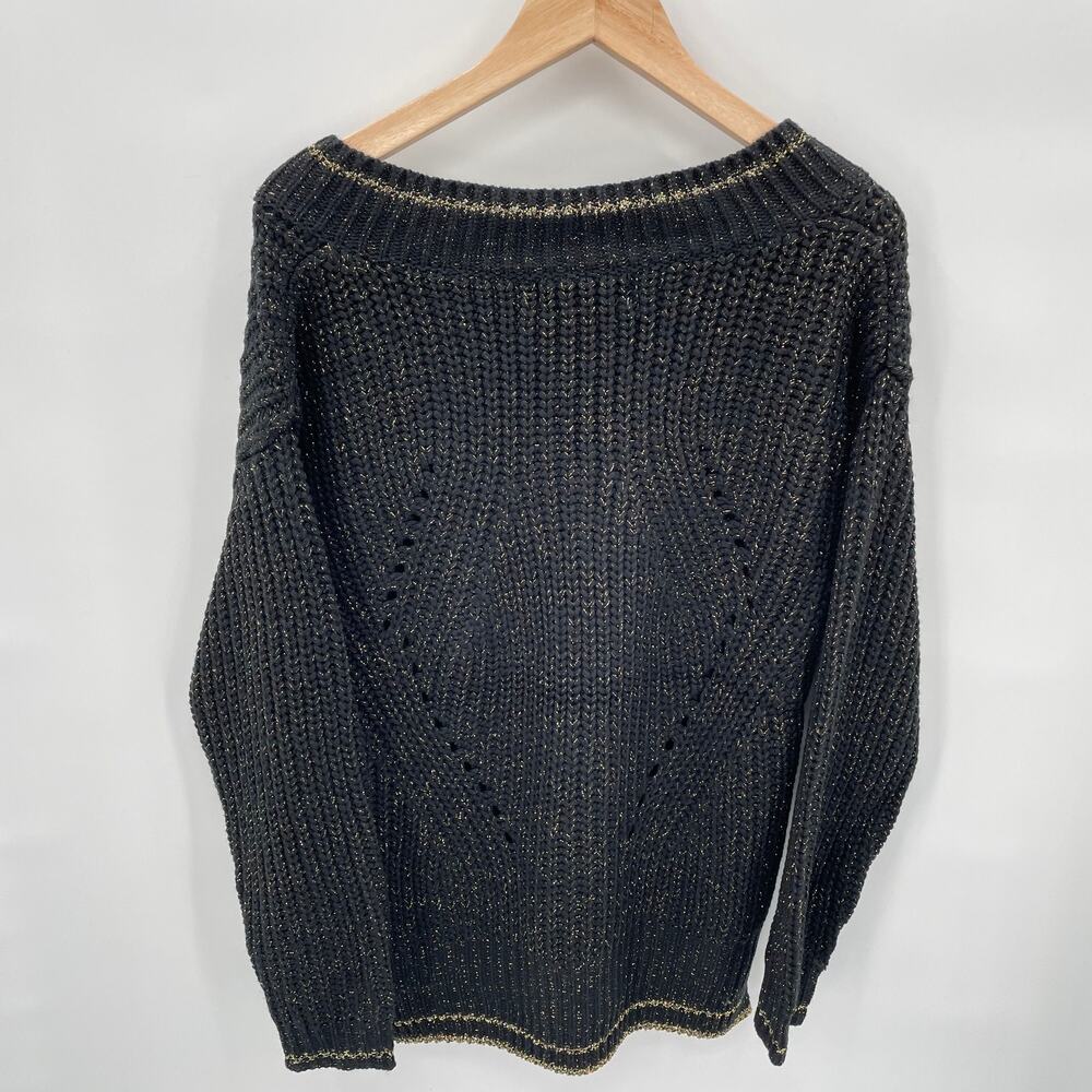 John & Jenn Evereve NWT Black Fabio Sweater with Gold Shimmer // M - Picture 11 of 12